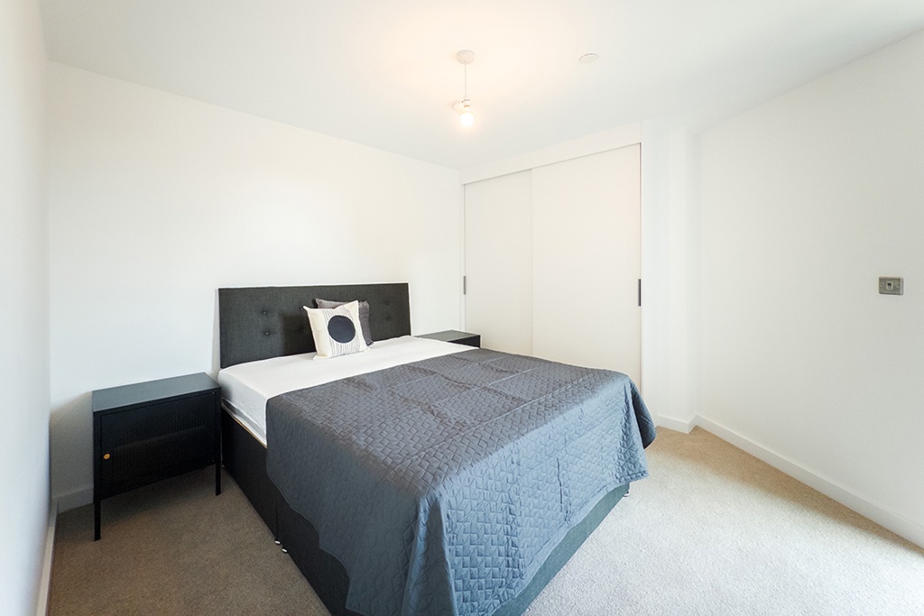 Bedroom in the Middlewood Locks apartment